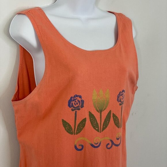 WEARABLE ART Womens Dress MAXI BEACHY 2 PC Jacket Sleeveless Vintage L Orange - Picture 14 of 14